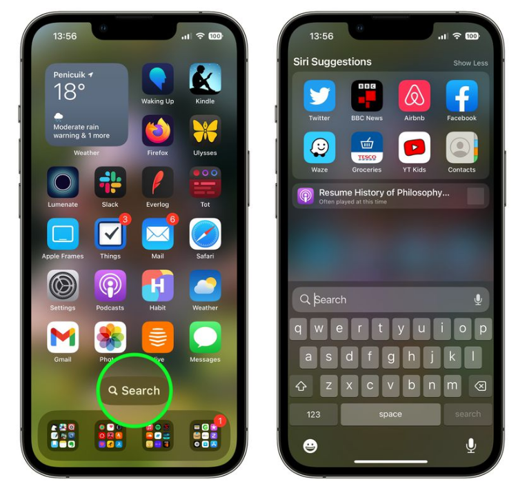 连南苹果手机维修分享升级到 iOS 16 后，如何删除主屏幕上的搜索按钮 