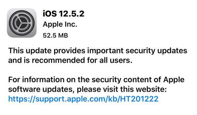 连南苹果手机维修分享iOS12.5.2发布，建议所有老苹果用户安装 